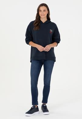 Kadın Lacivert Kapüşonlu Sweatshirt - 50291265021