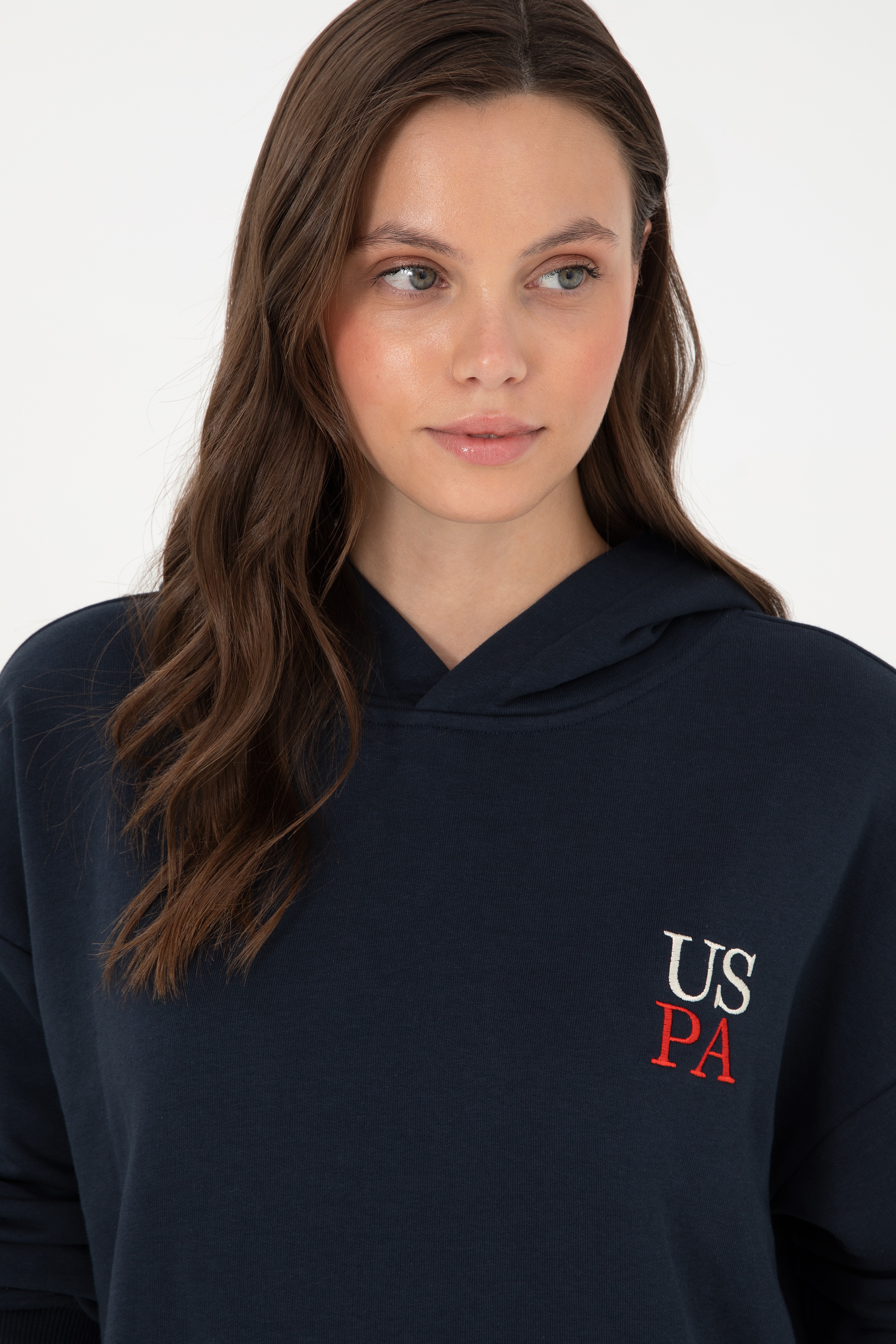 Kadın Lacivert Kapüşonlu Sweatshirt - Image 2