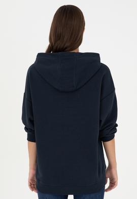 Kadın Lacivert Kapüşonlu Sweatshirt - 50291265021