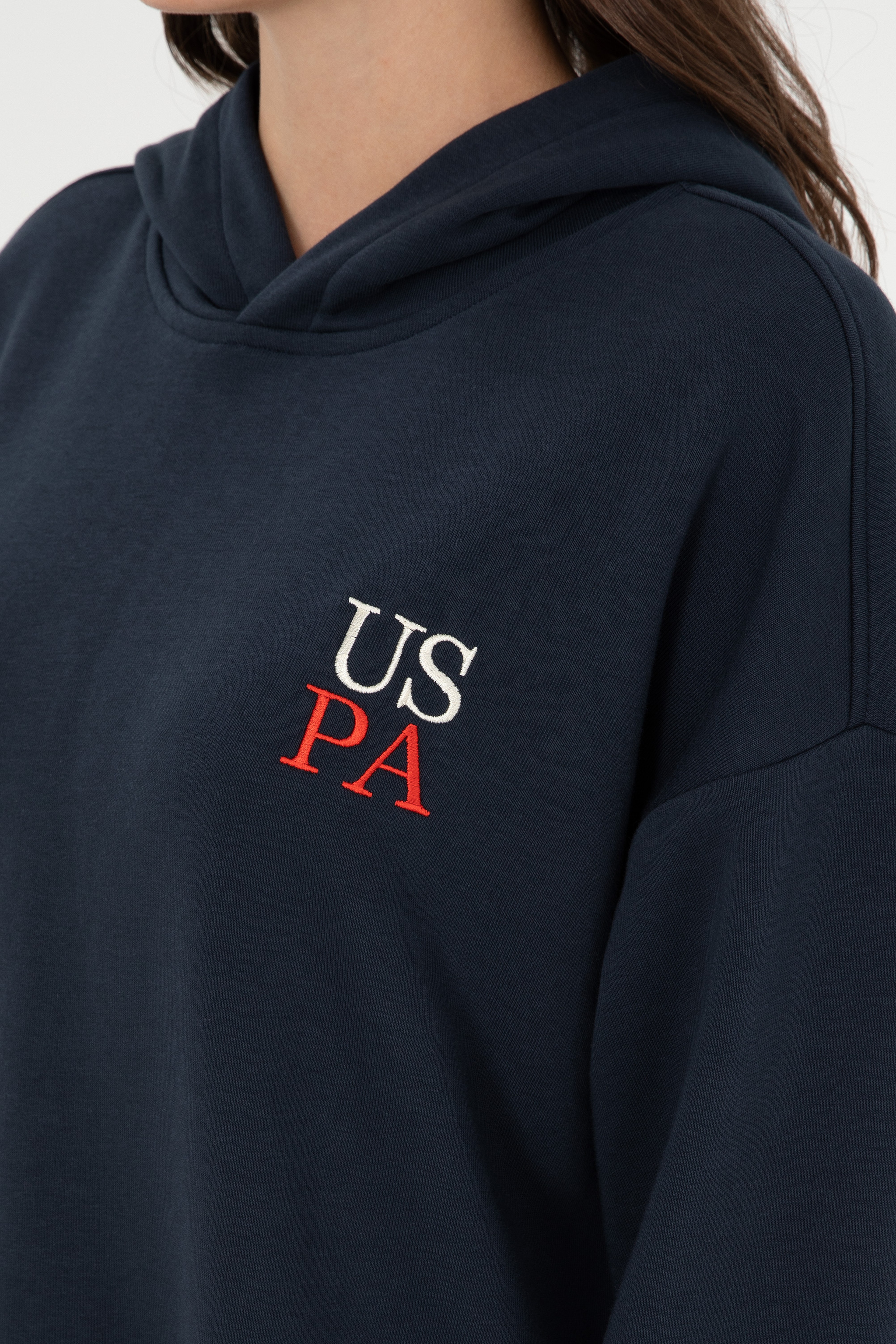 Kadın Lacivert Kapüşonlu Sweatshirt - Image 7