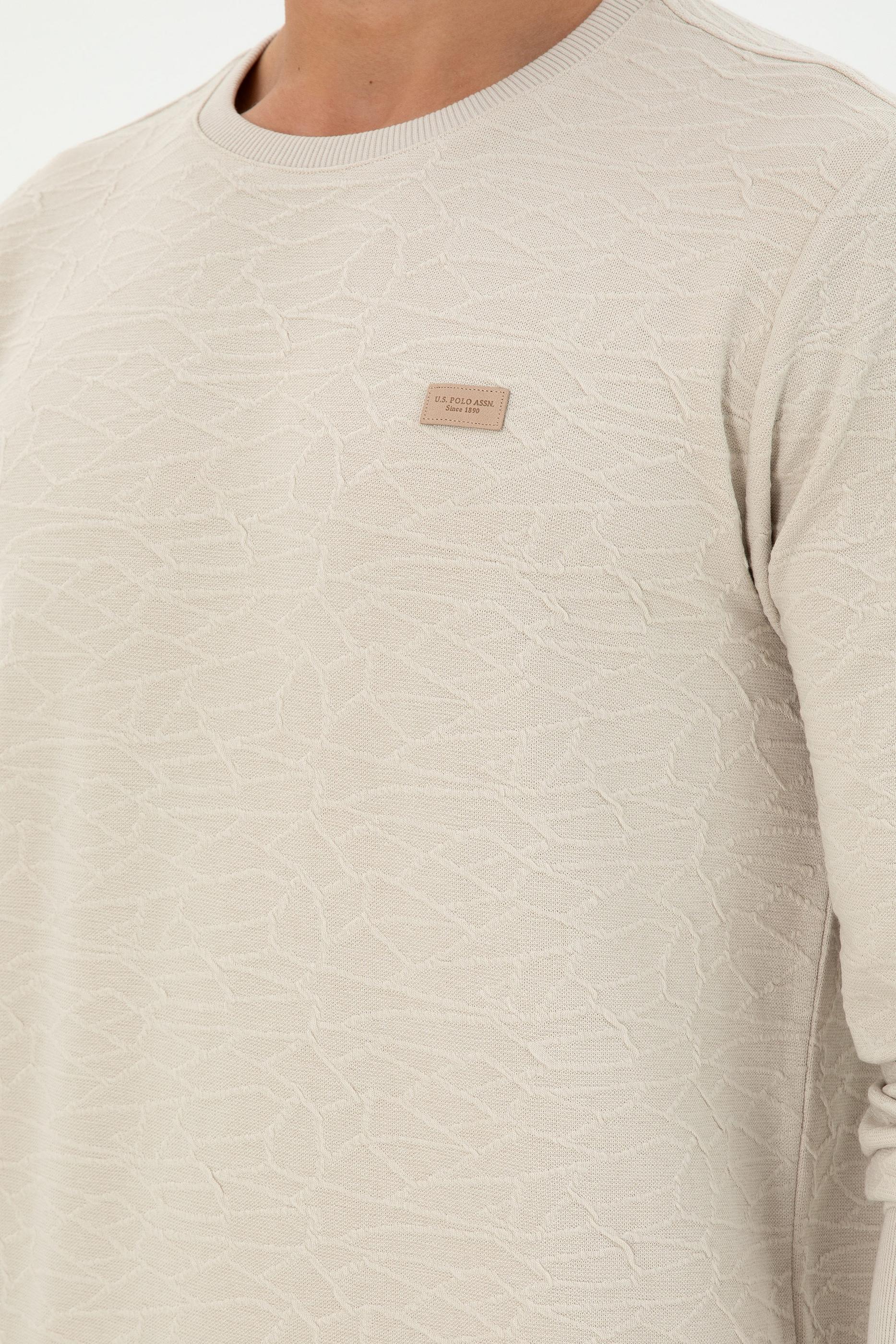 Erkek Regular Fit Bisiklet Yaka Taş Sweatshirt