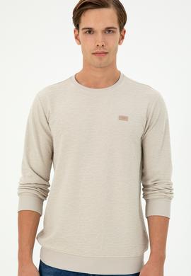Erkek Regular Fit Bisiklet Yaka Taş Sweatshirt - 50290602055
