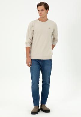 Erkek Regular Fit Bisiklet Yaka Taş Sweatshirt - 50290602055