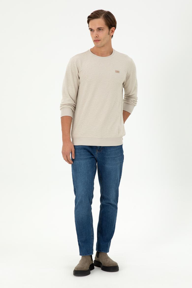 Erkek Regular Fit Bisiklet Yaka Taş Sweatshirt - 50290602055