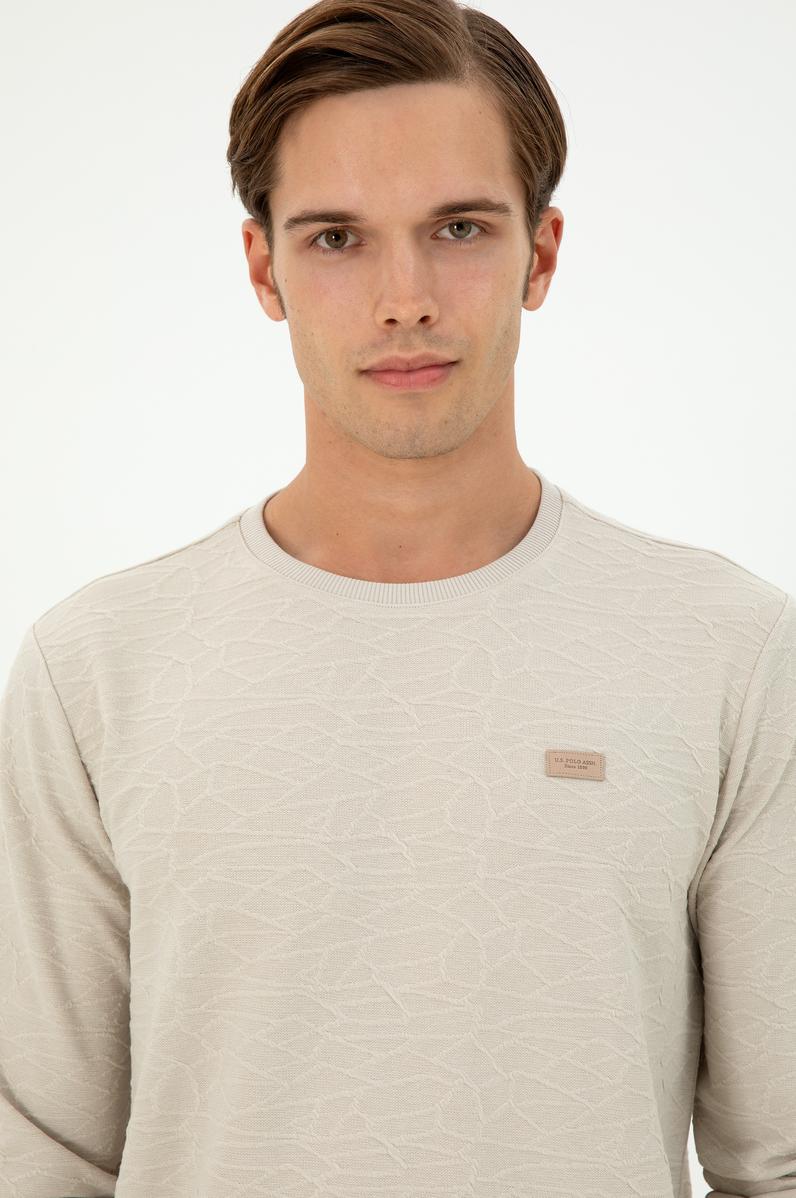 Erkek Regular Fit Bisiklet Yaka Taş Sweatshirt