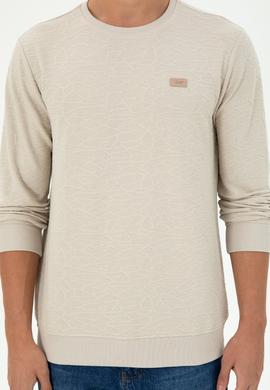 Erkek Regular Fit Bisiklet Yaka Taş Sweatshirt - 50290602055