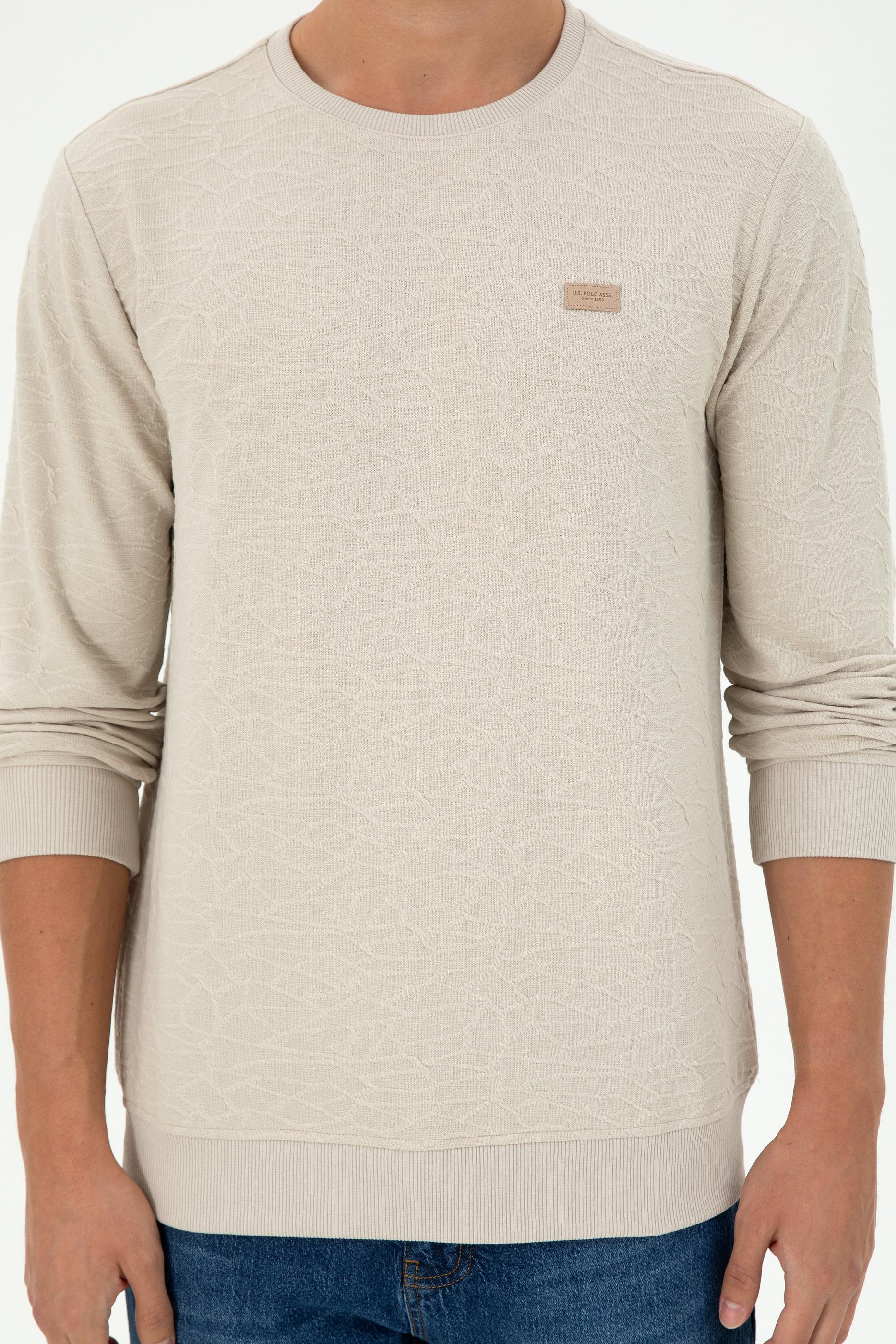 Erkek Regular Fit Bisiklet Yaka Taş Sweatshirt