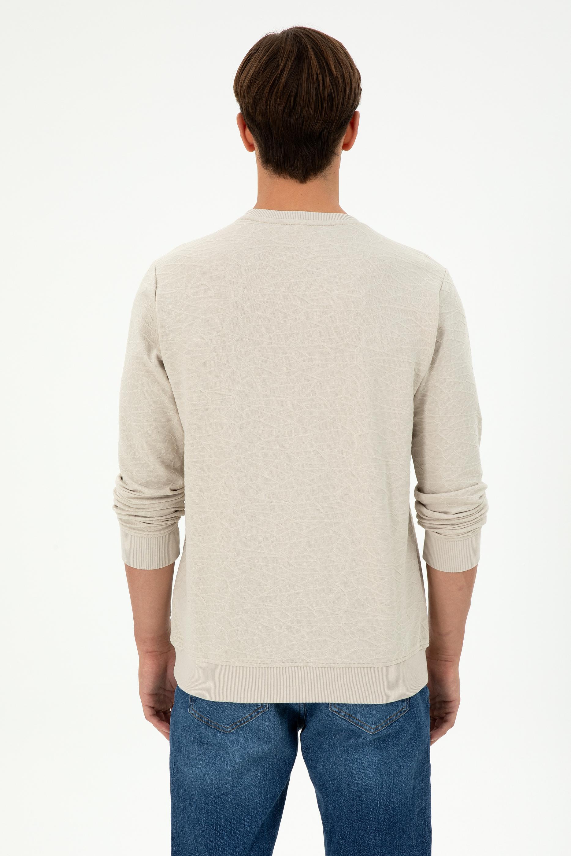 Erkek Regular Fit Bisiklet Yaka Taş Sweatshirt