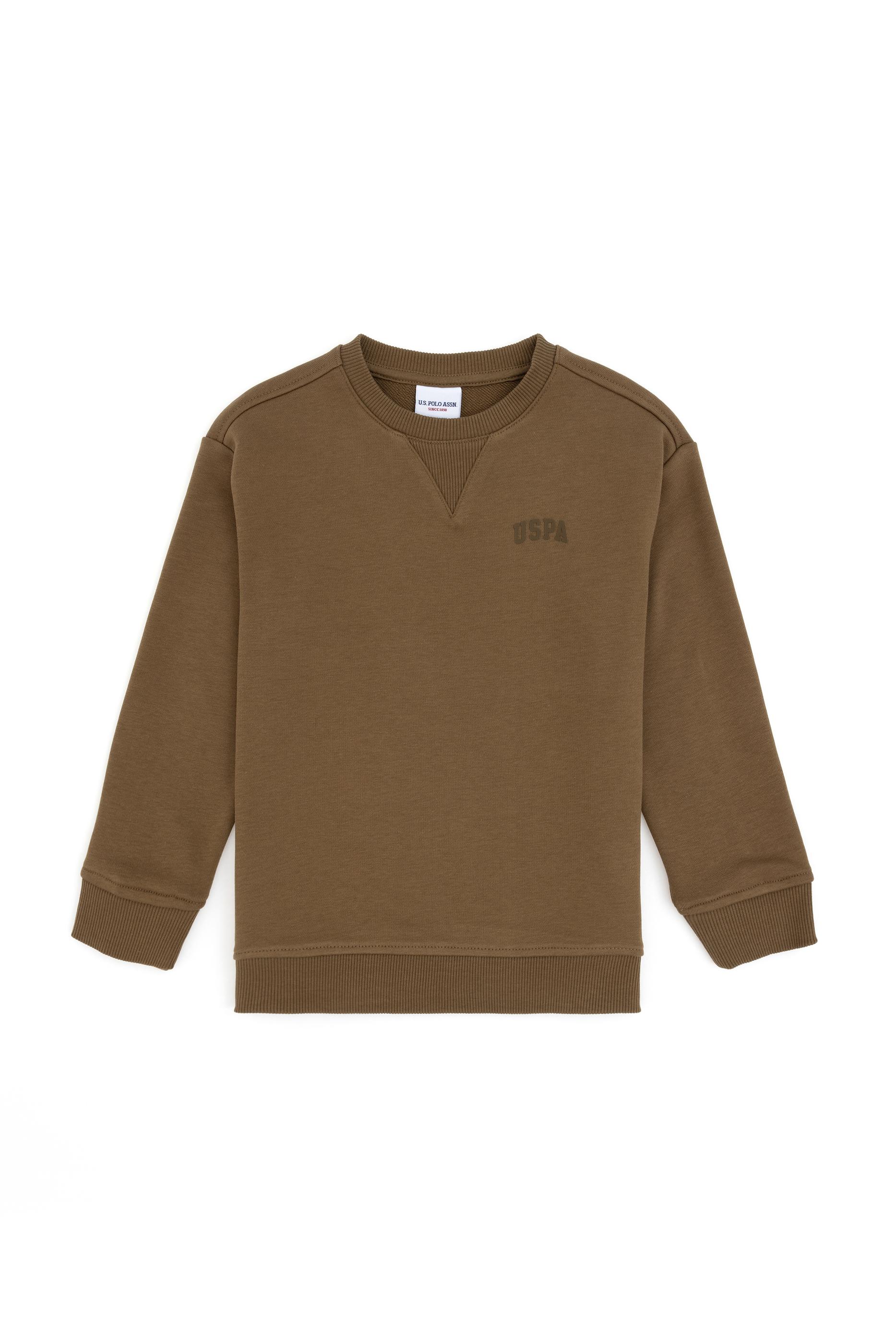 Erkek Çocuk Haki Basic Bisiklet Yaka Sweatshirt
