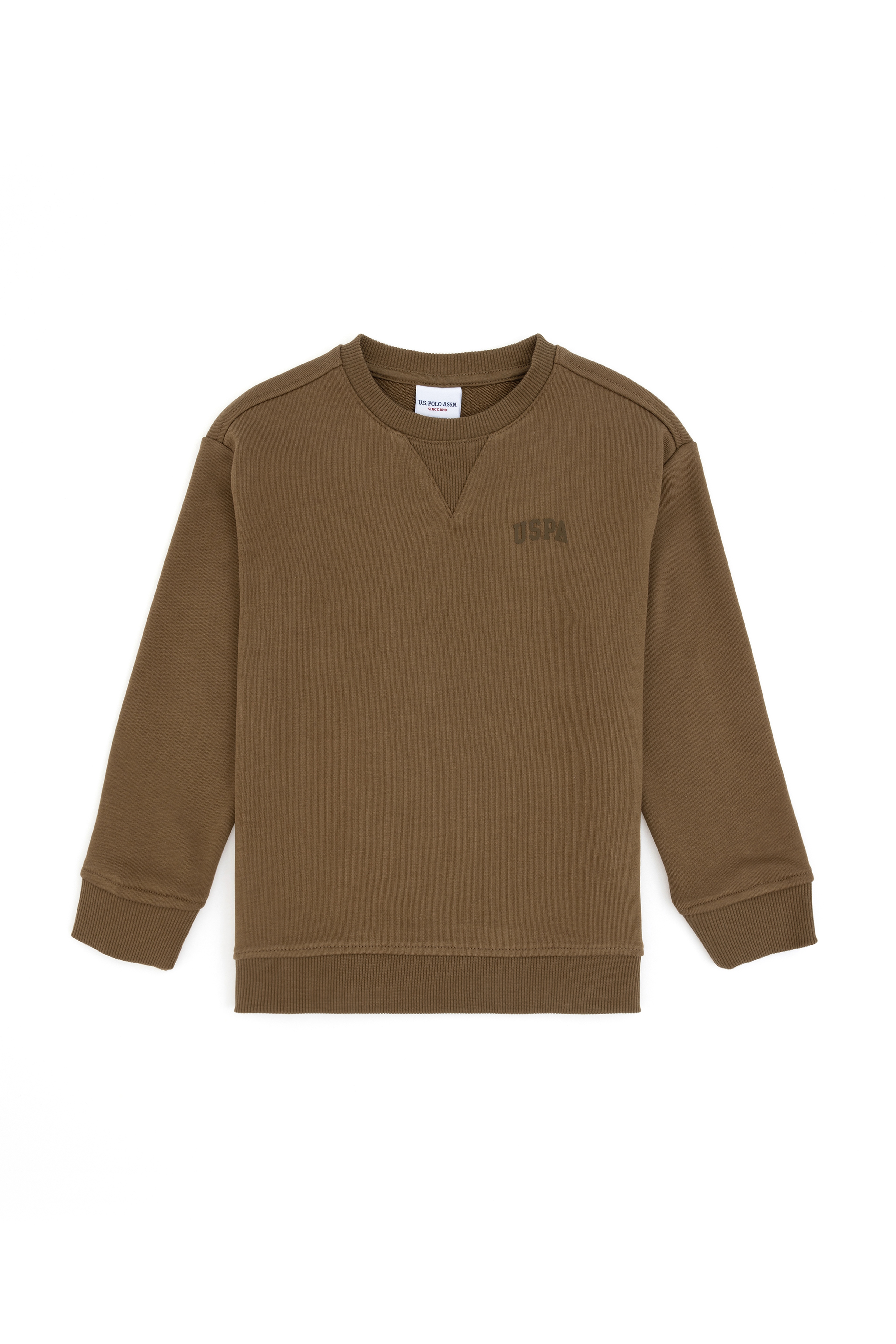 Erkek Çocuk Haki Basic Bisiklet Yaka Sweatshirt - Image 3