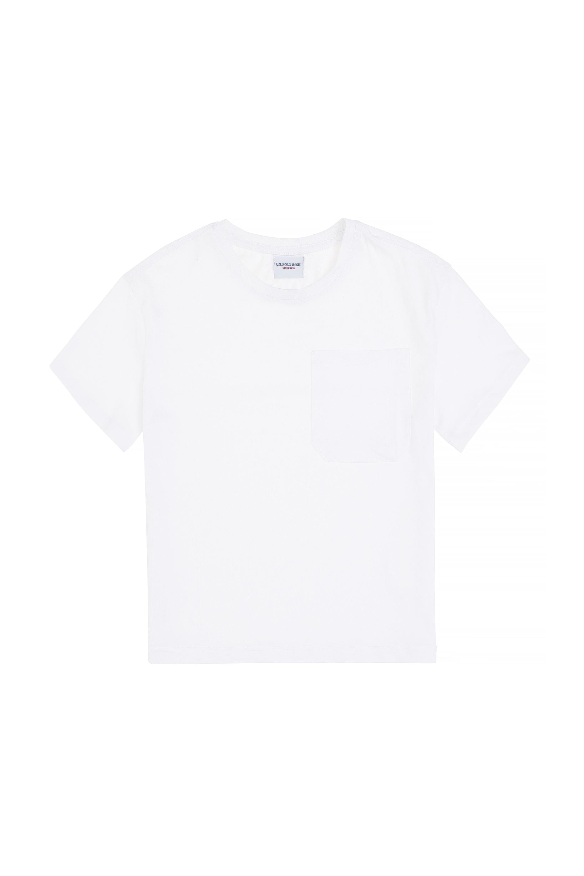 Erkek Çocuk Beyaz Bisiklet Yaka Tişört