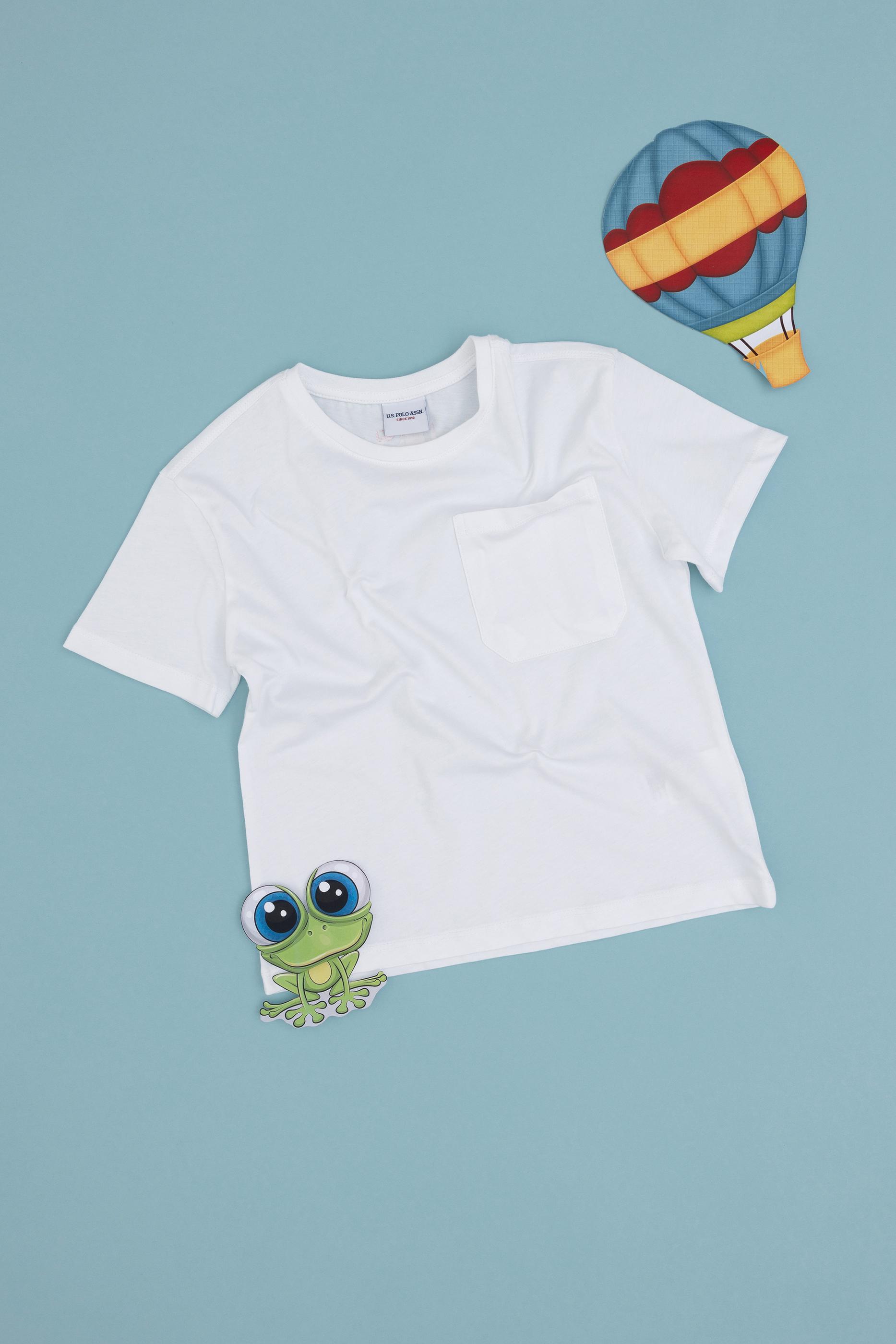 Erkek Çocuk Beyaz Bisiklet Yaka Tişört