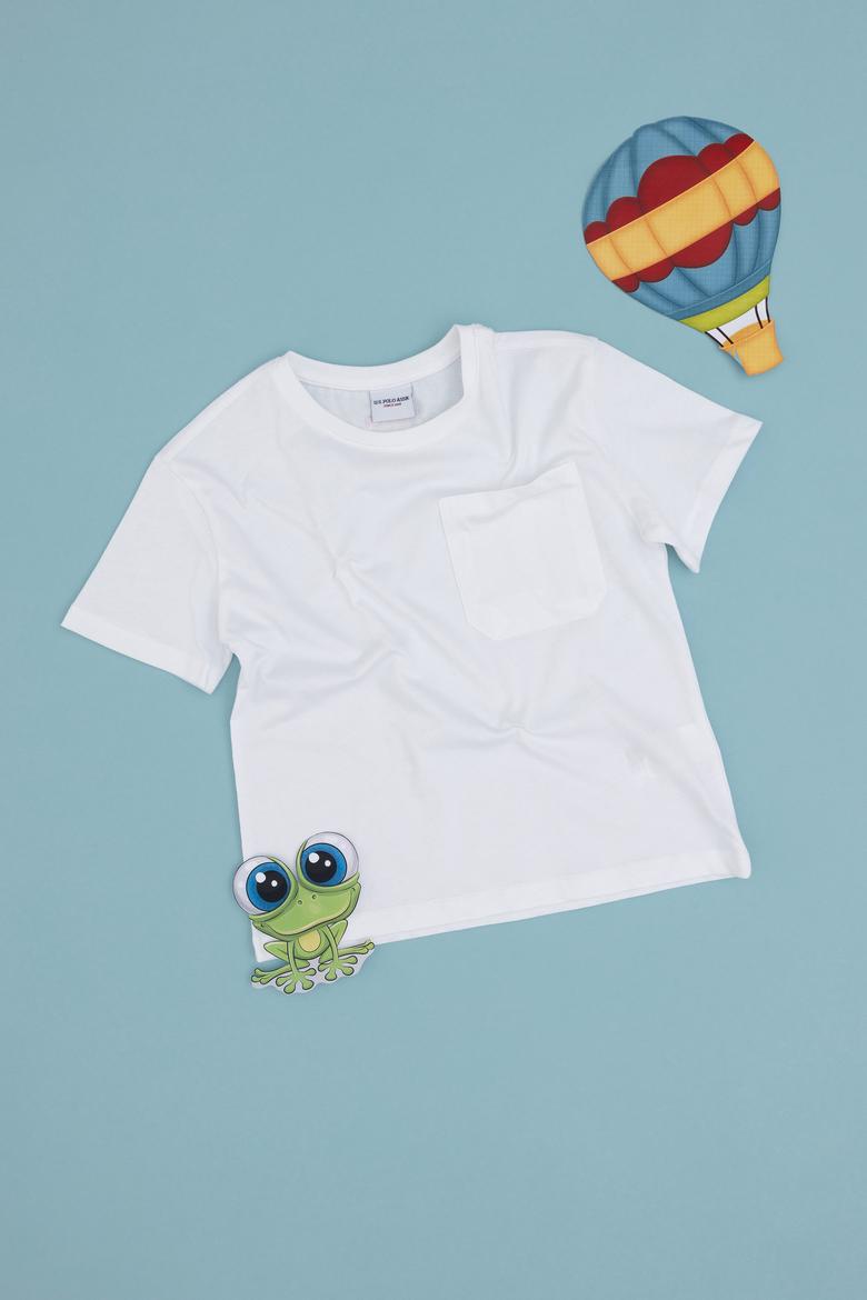 Erkek Çocuk Beyaz Bisiklet Yaka Tişört - 50295428004