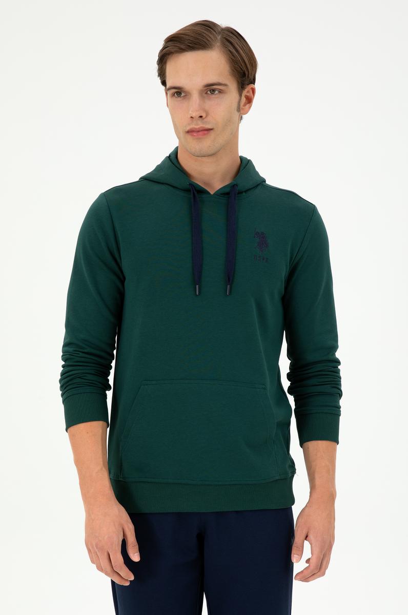 Erkek Koyu Yeşil Basic Sweatshirt