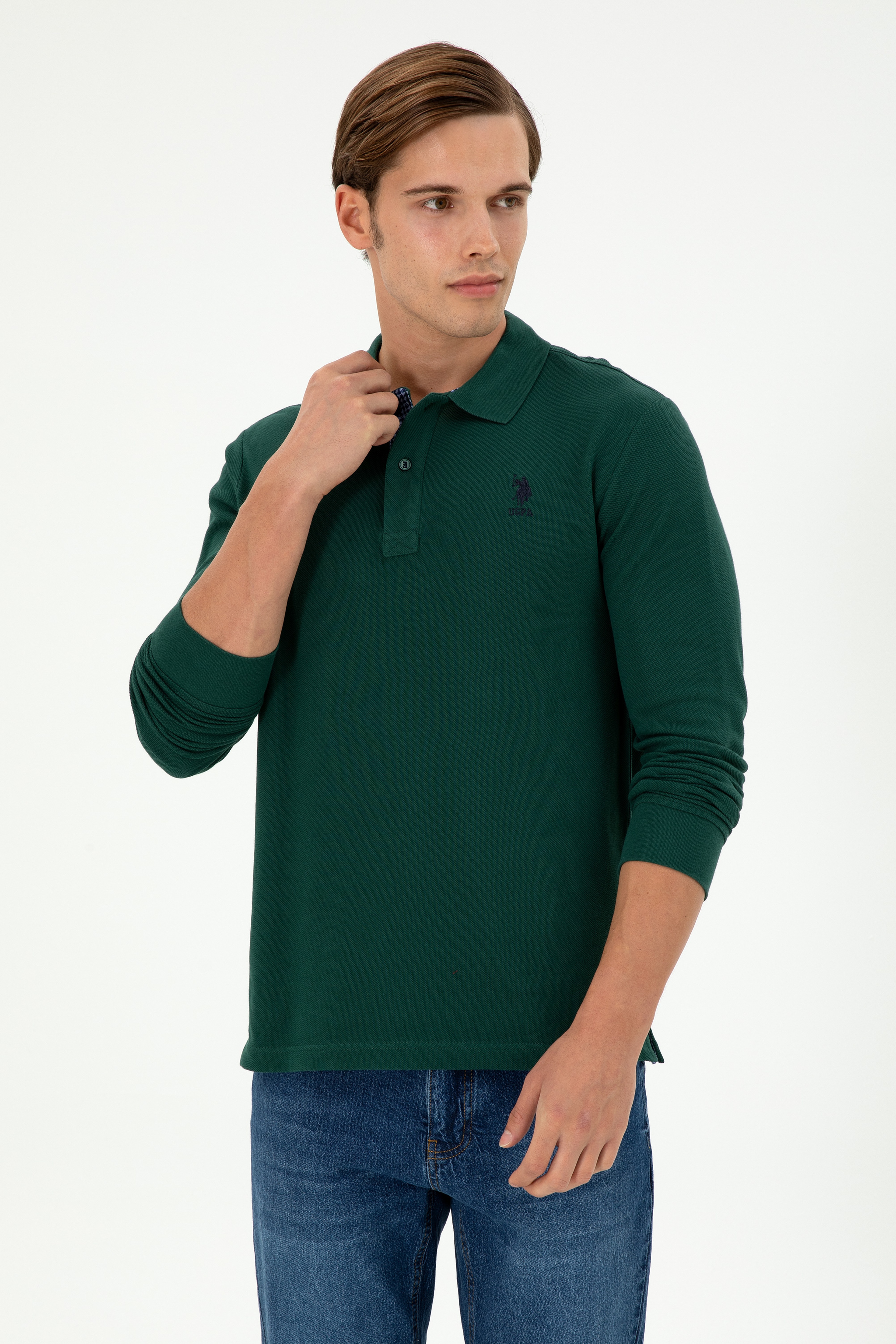 Erkek Koyu Yeşil Basic Sweatshirt - Image 1