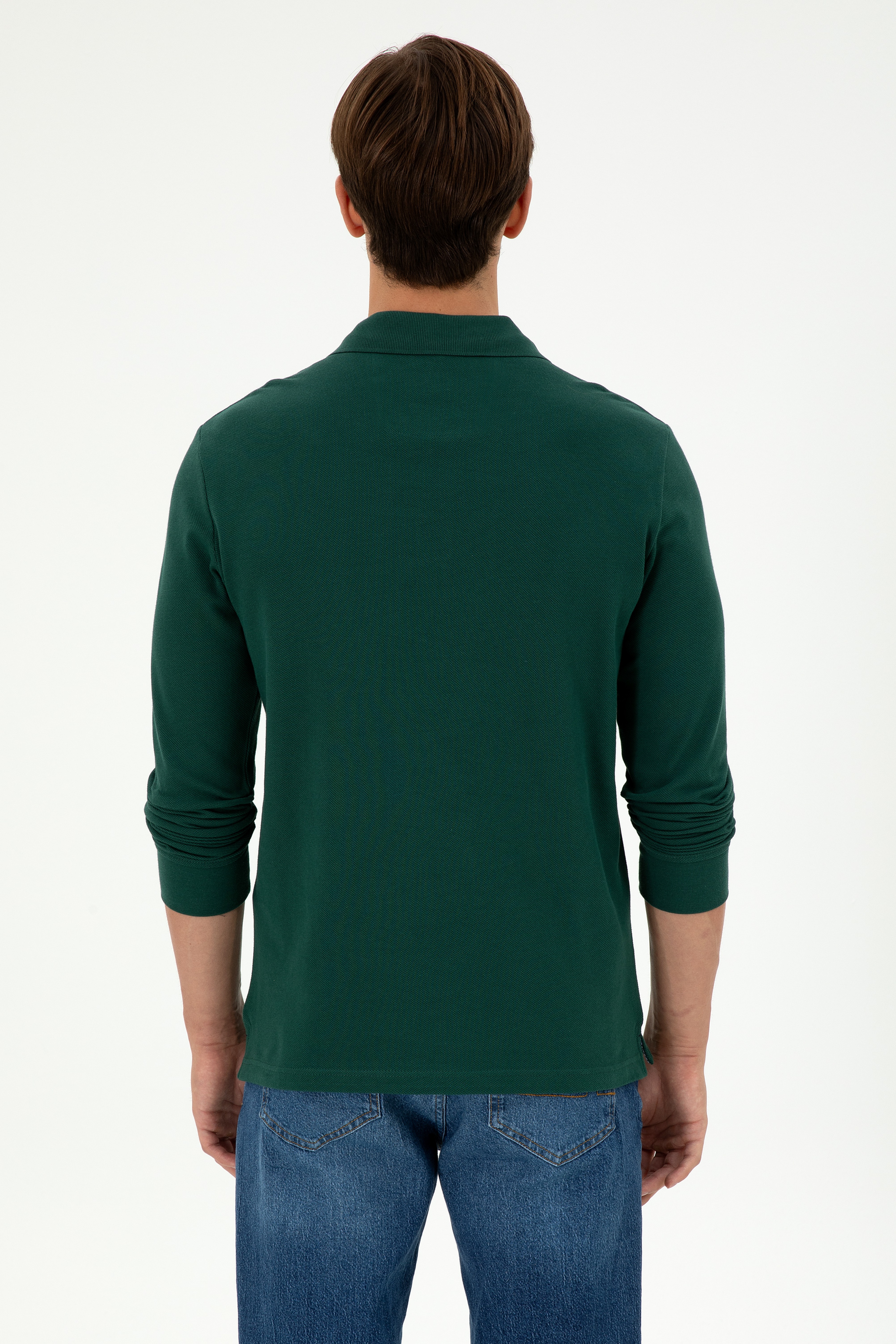 Erkek Koyu Yeşil Basic Sweatshirt - Image 5