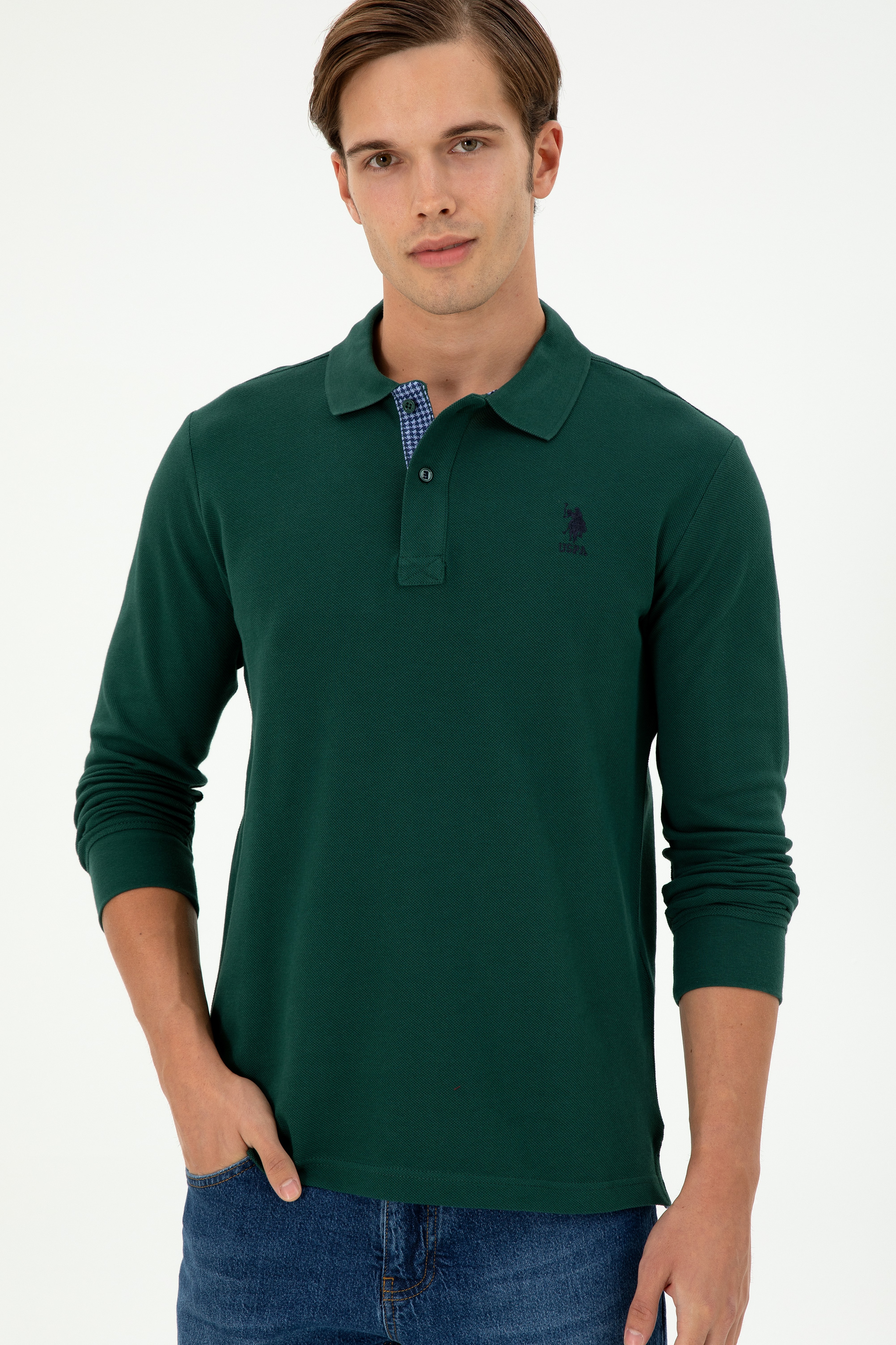 Erkek Koyu Yeşil Basic Sweatshirt