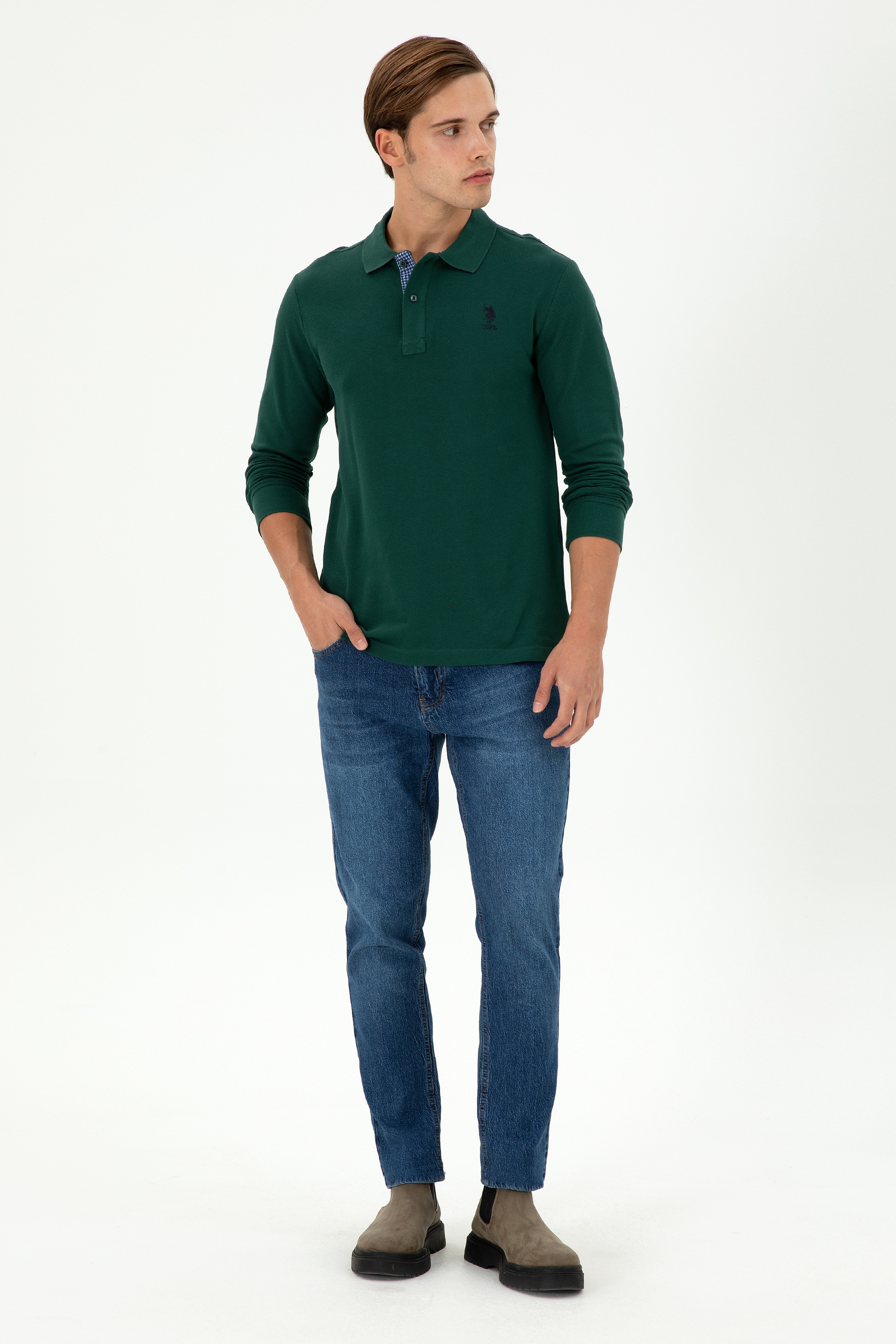 Erkek Koyu Yeşil Basic Sweatshirt - Image 4