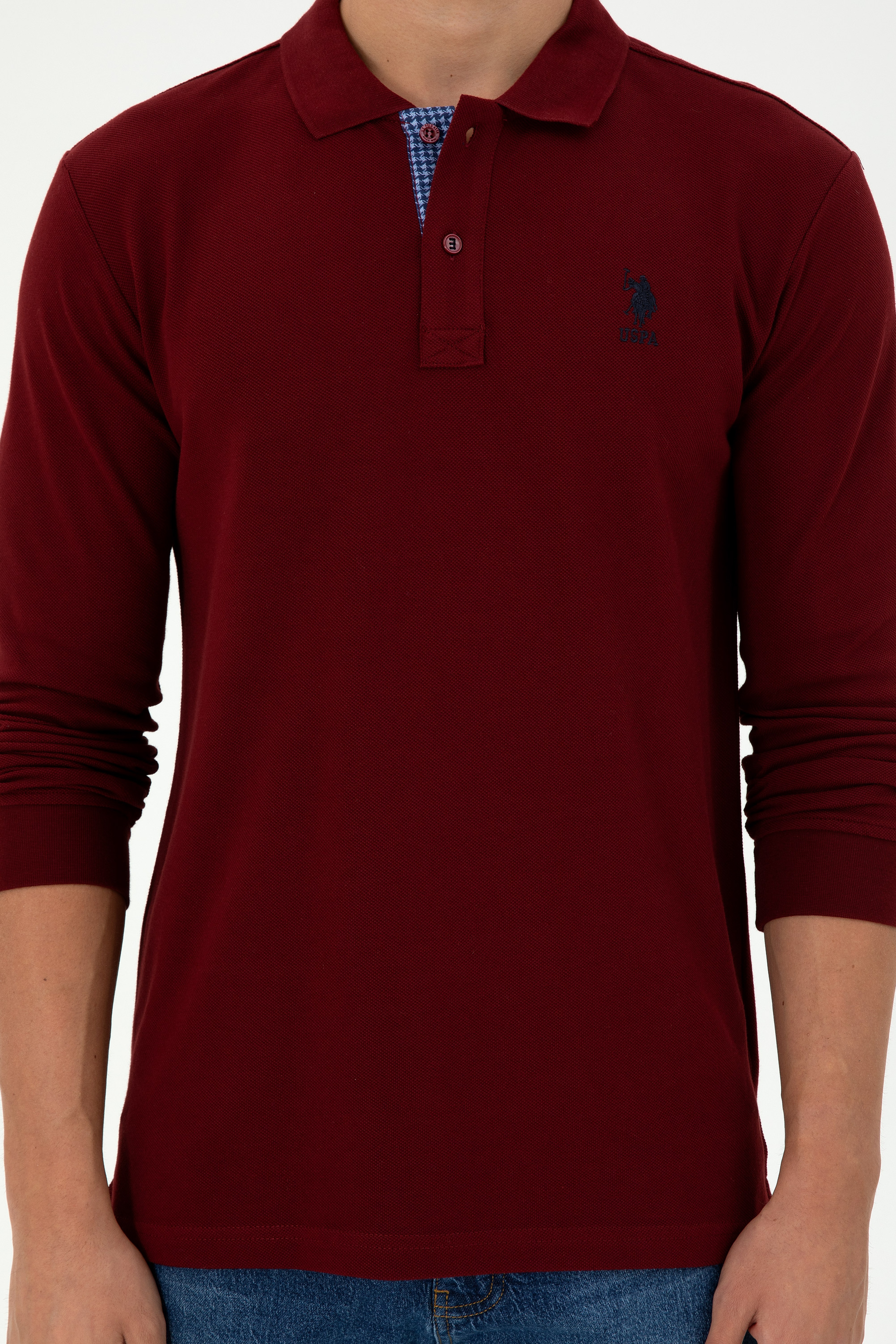 Erkek Bordo Basic Sweatshirt - Image 6