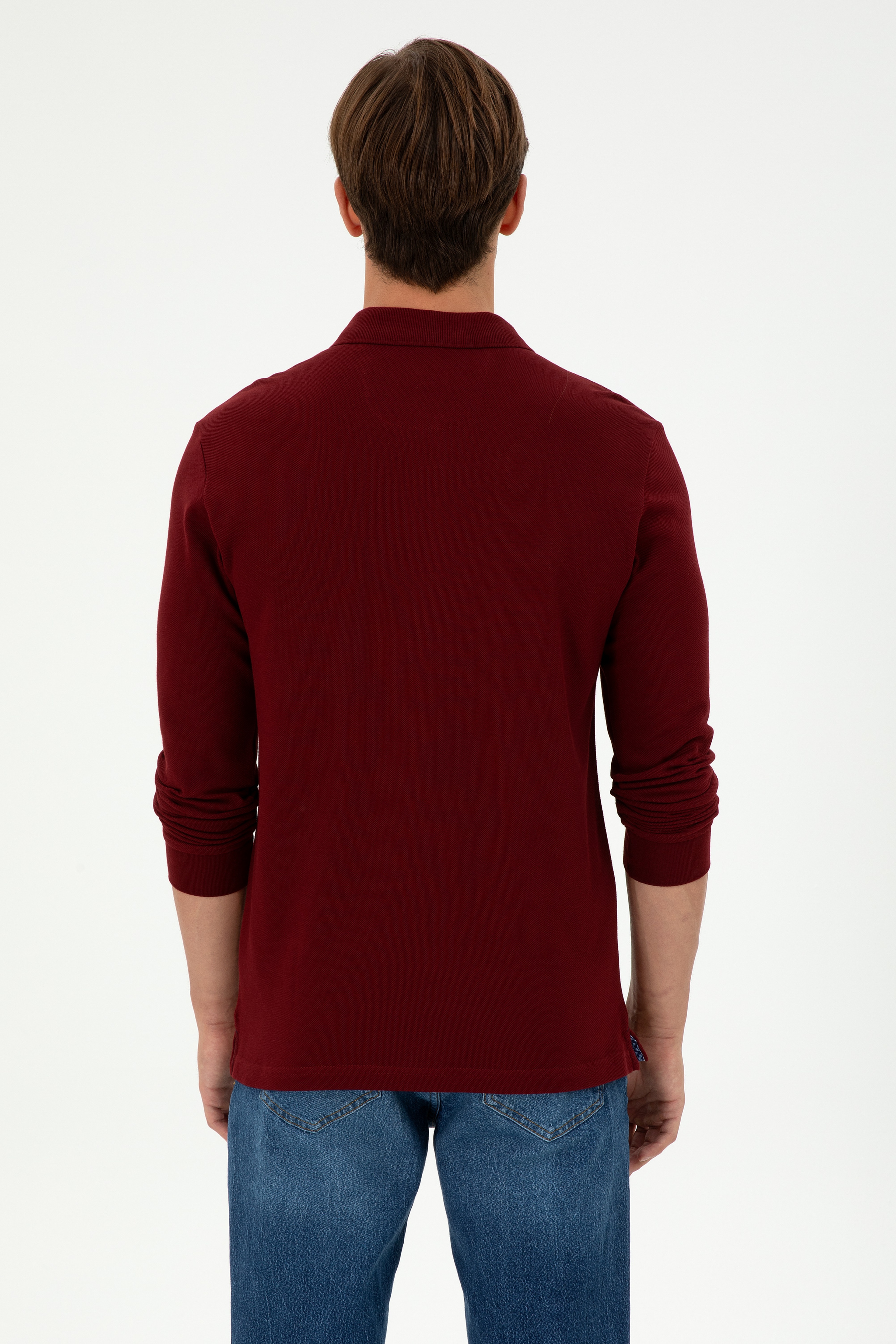 Erkek Bordo Basic Sweatshirt - Image 5