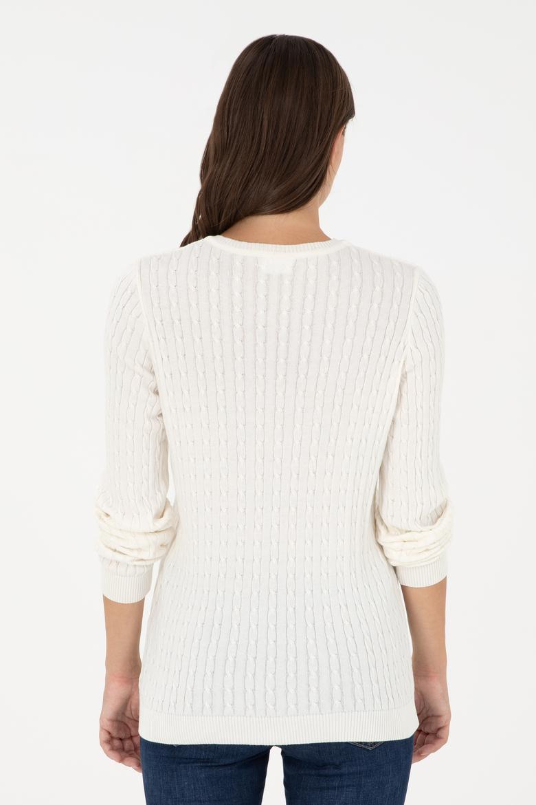 Kadın Ekru Basic V Yaka Kazak - 50288992092