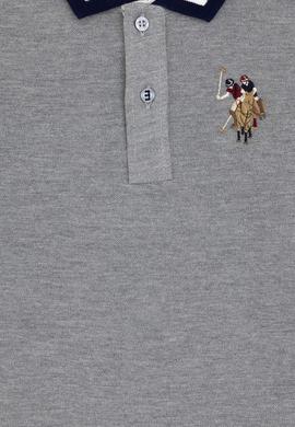 Erkek Çocuk Gri Melanj Basic Polo Yaka Sweatshirt - 50289140018