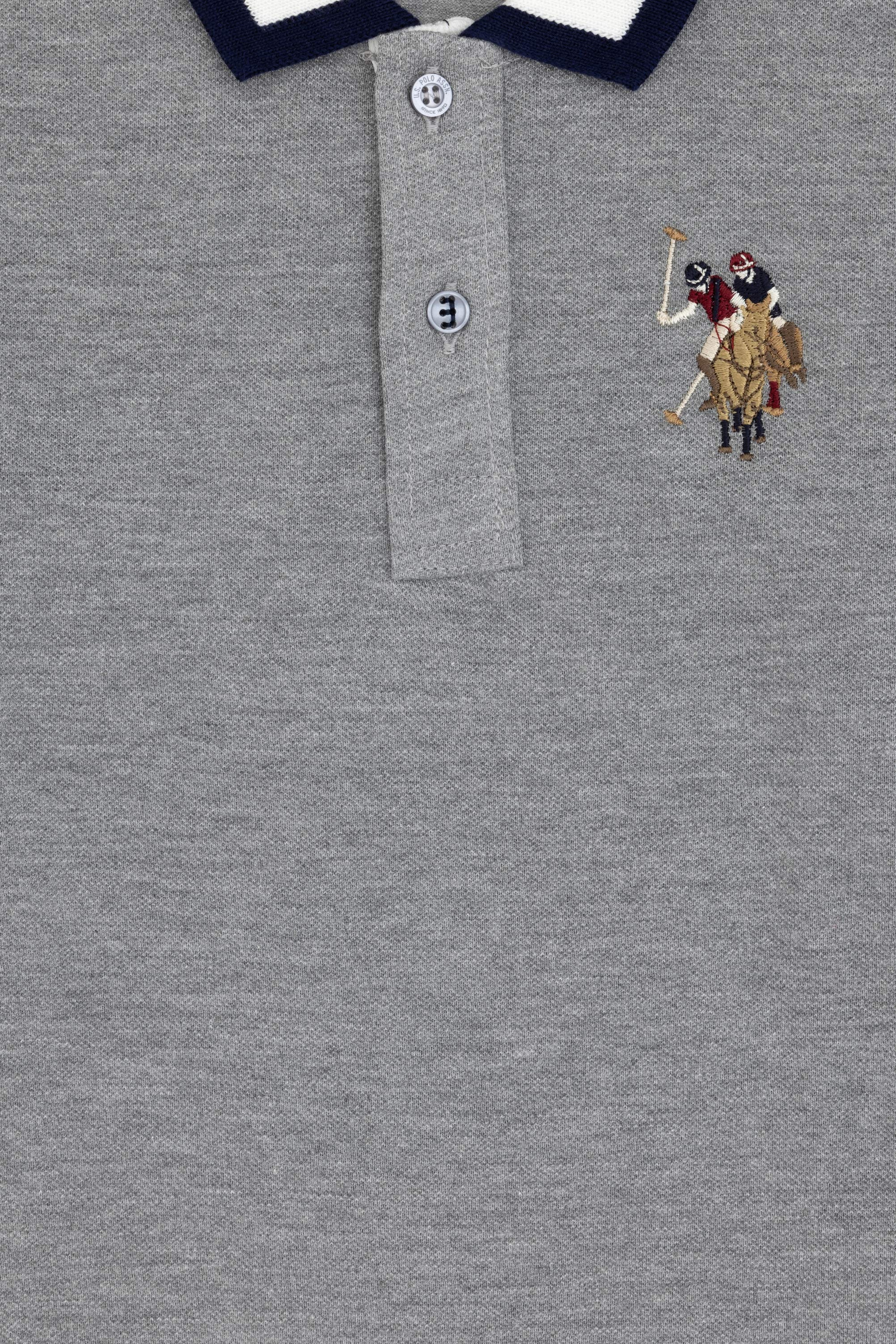 Erkek Çocuk Gri Melanj Basic Polo Yaka Sweatshirt - Image 3