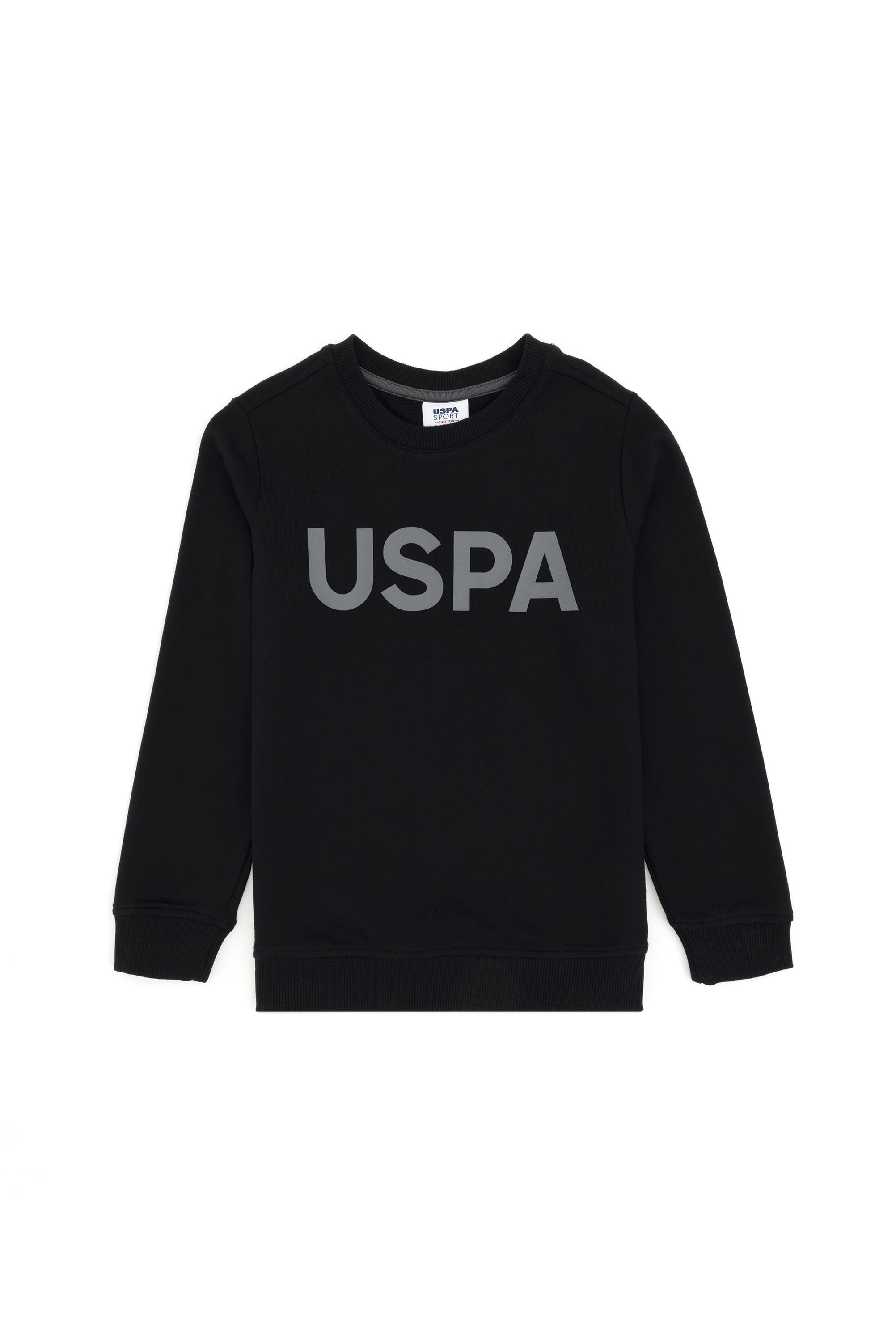 Erkek Çocuk Siyah Basic Bisiklet Yaka Sweatshirt - Image 1