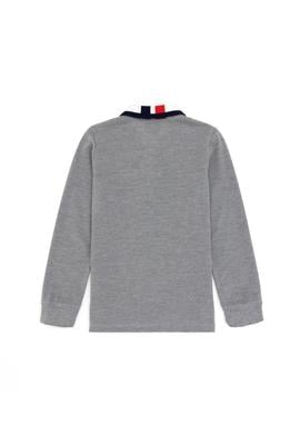 Erkek Çocuk Gri Melanj Basic Polo Yaka Sweatshirt - 50289140018
