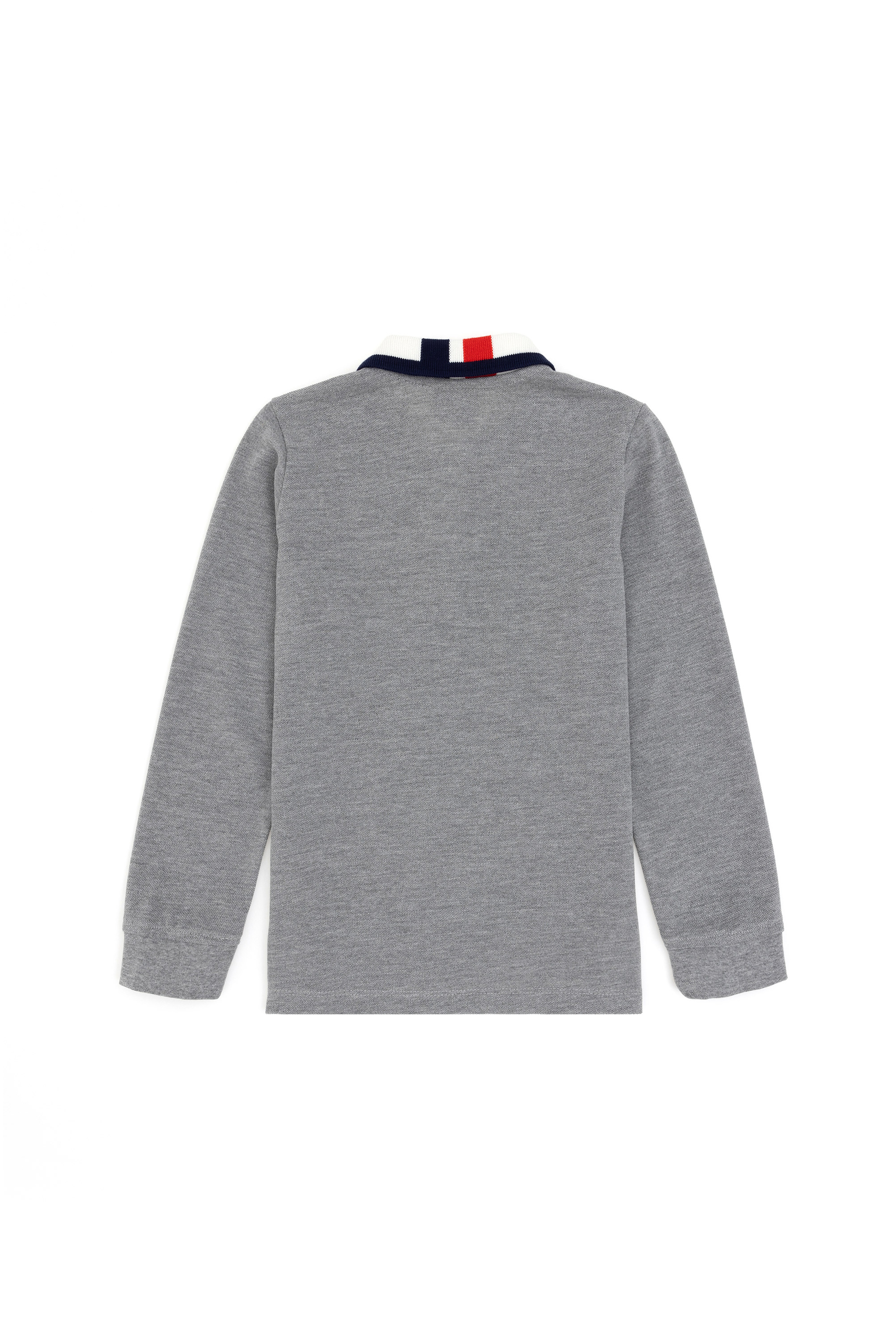 Erkek Çocuk Gri Melanj Basic Polo Yaka Sweatshirt - Image 2