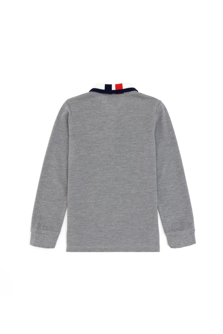 Erkek Çocuk Gri Melanj Basic Polo Yaka Sweatshirt - 50289140018