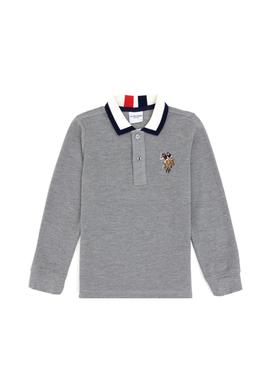 Erkek Çocuk Gri Melanj Basic Polo Yaka Sweatshirt - 50289140018