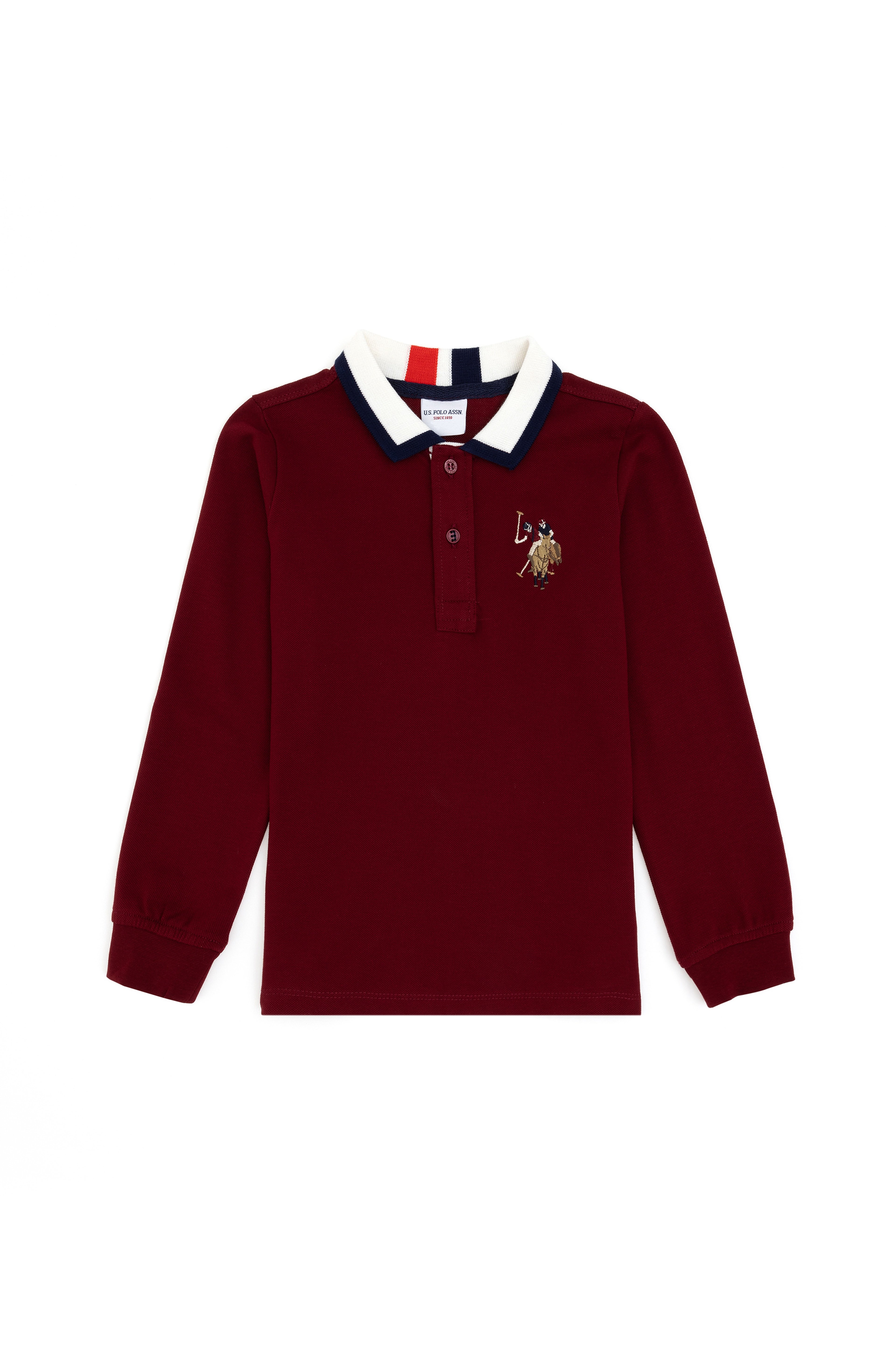 Erkek Çocuk Bordo Basic Polo Yaka Sweatshirt - Image 1