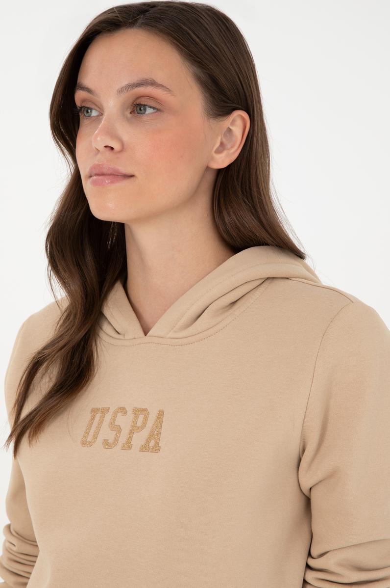 Kadın Kum Basic Kapüşonlu Sweatshirt