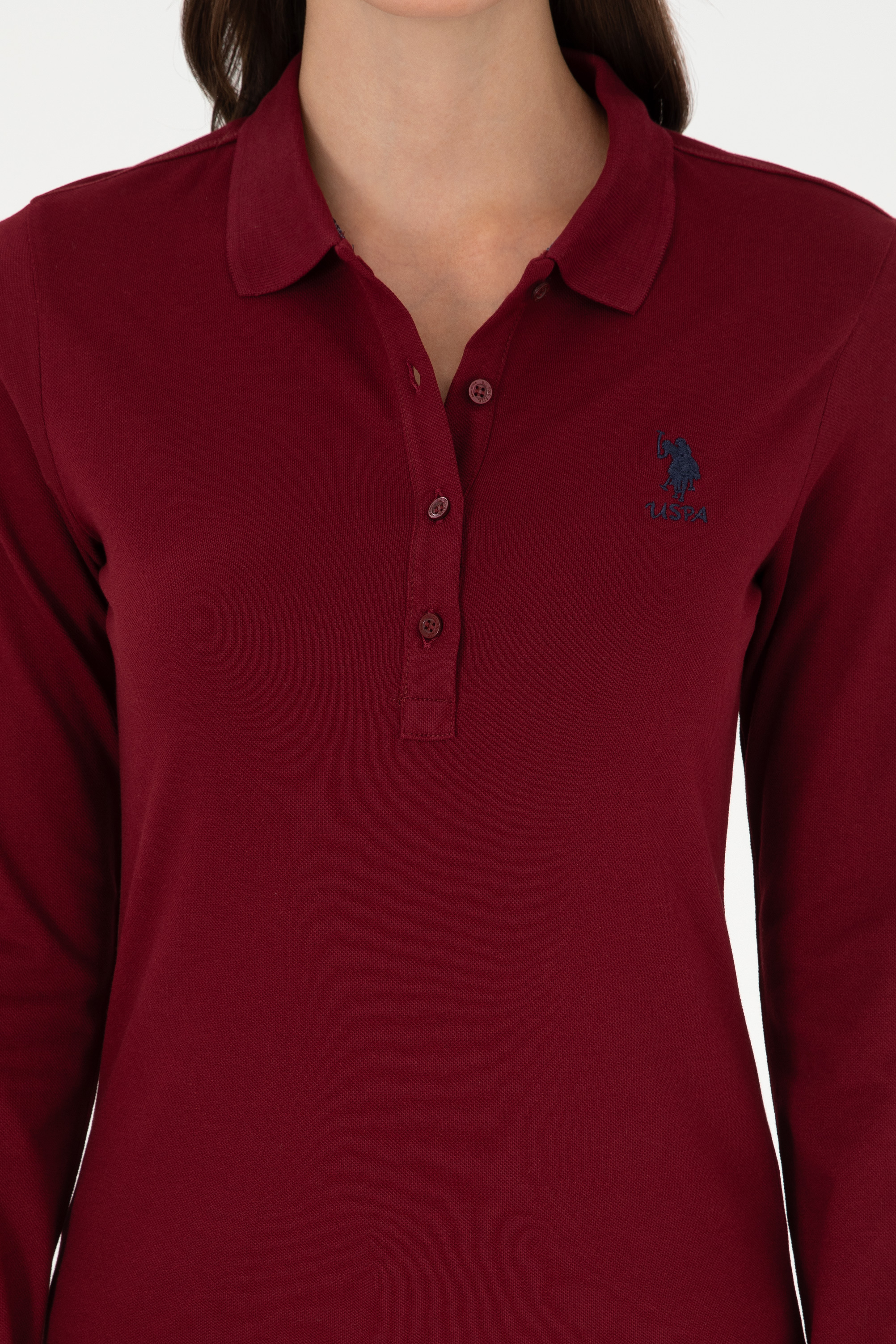 سویشرت آستین بلند اندامی یقه پولو زنانه یو اس پولو | U.S. Polo Assn. - تصویر 6
