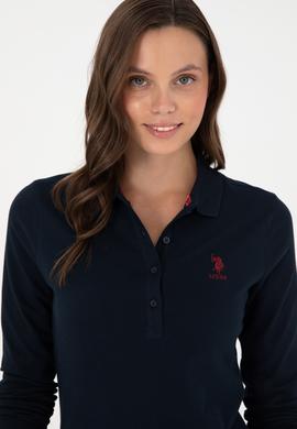 Kadın Lacivert Basic Polo Yaka Sweatshirt - 50289541016