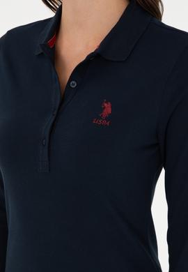 Kadın Lacivert Basic Polo Yaka Sweatshirt - 50289541016