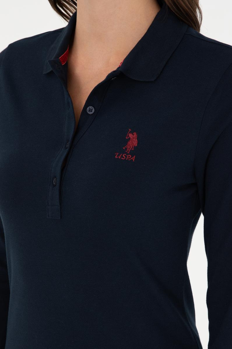 Kadın Lacivert Basic Polo Yaka Sweatshirt