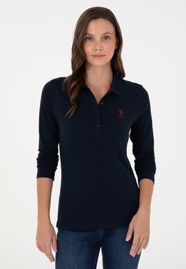 Kadın Lacivert Basic Polo Yaka Sweatshirt - 50289541016