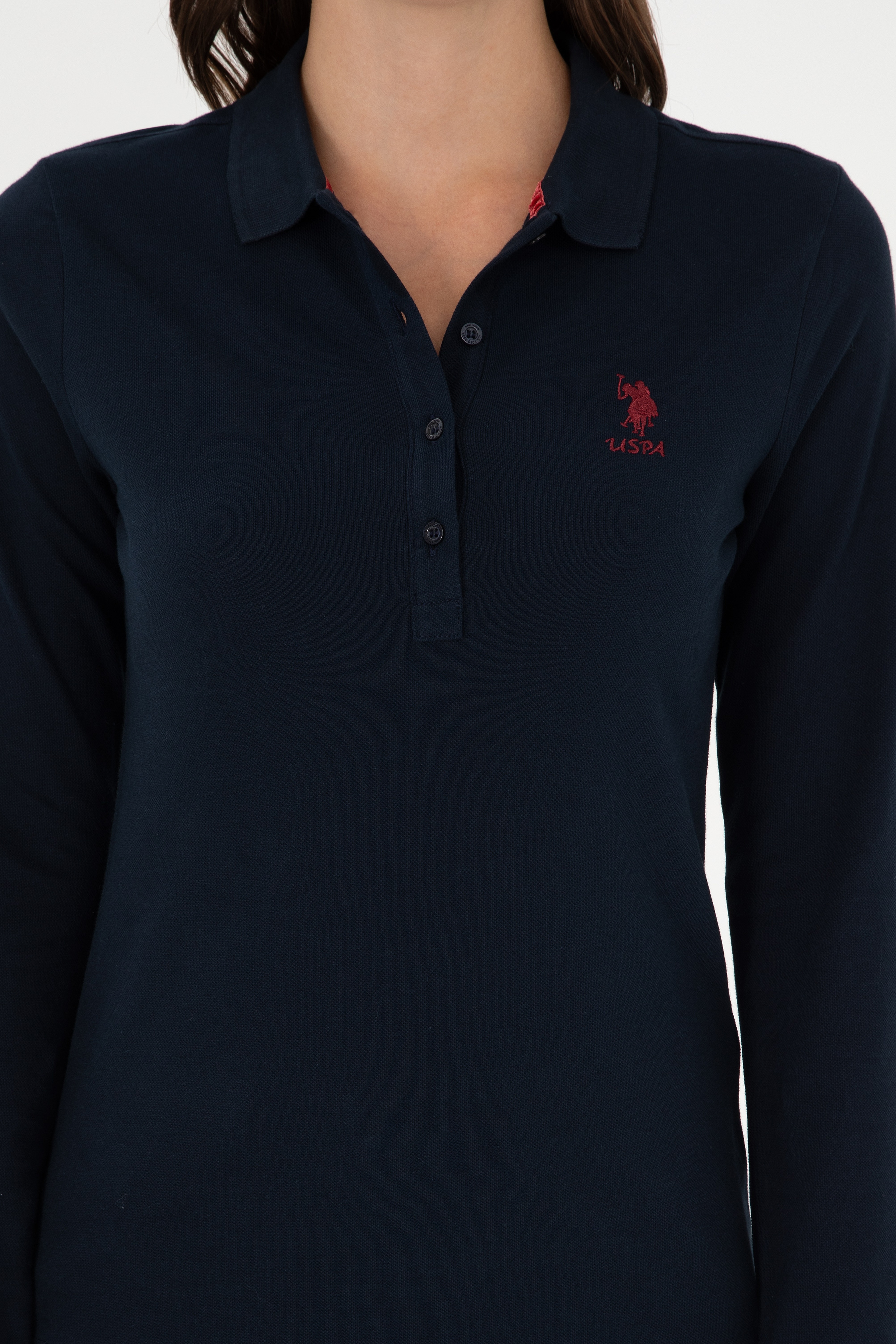 Kadın Lacivert Basic Polo Yaka Sweatshirt