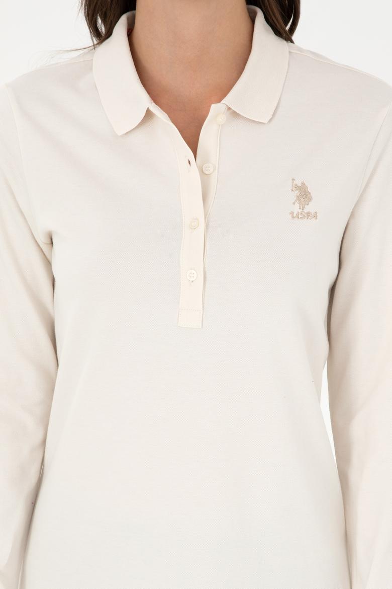 Kadın Krem Basic Polo Yaka Sweatshirt - 50289541230