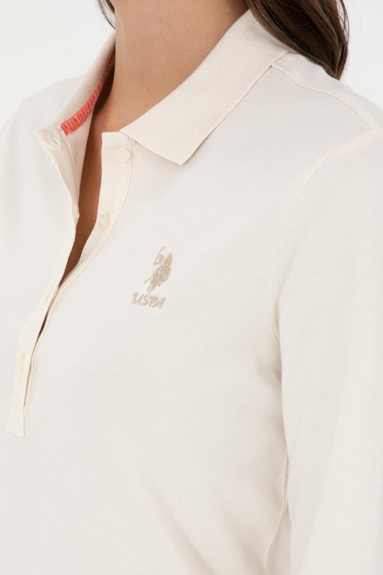 Kadın Krem Basic Polo Yaka Sweatshirt - 50289541230