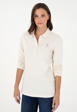 Kadın Krem Basic Polo Yaka Sweatshirt - 50289541230