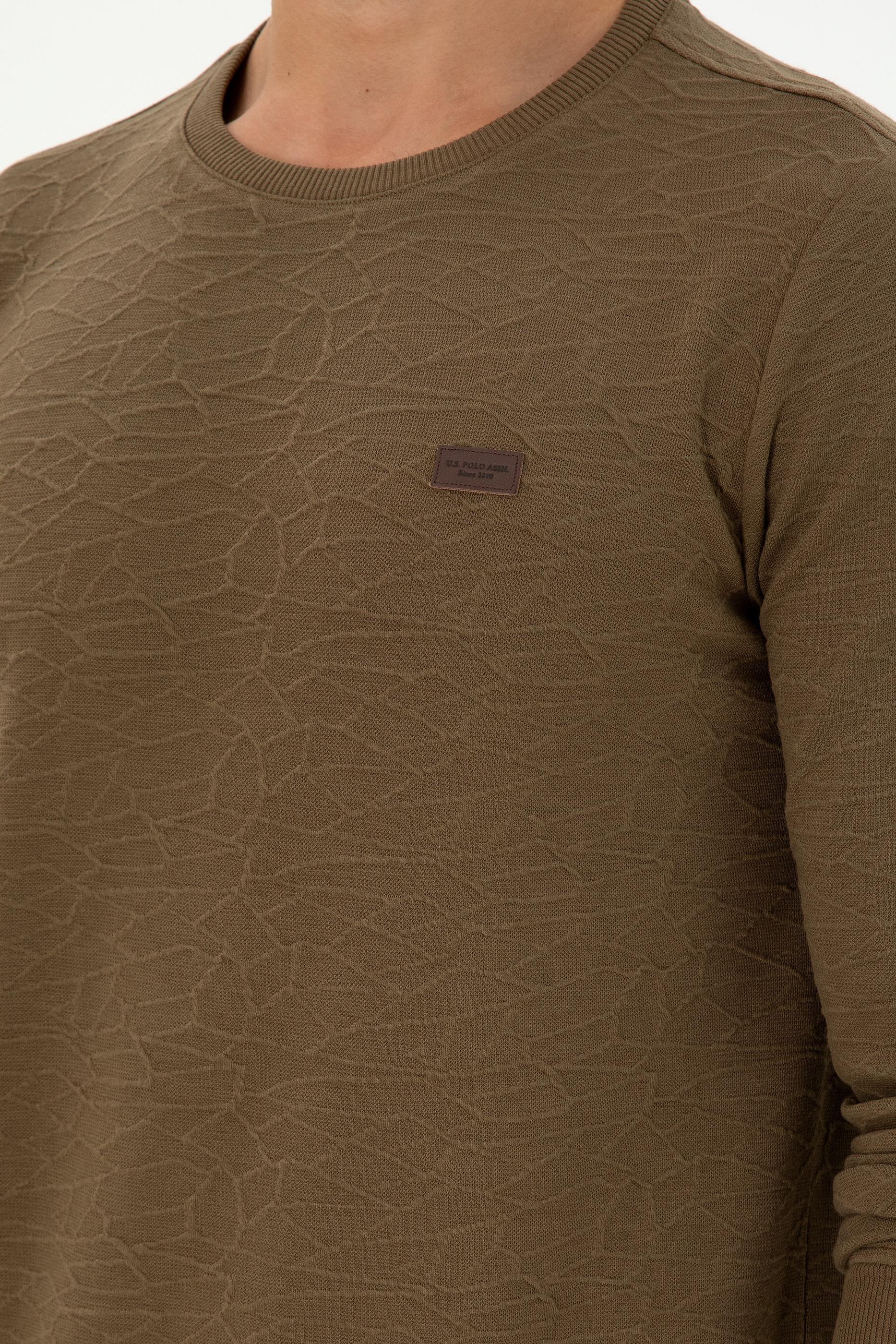 Erkek Regular Fit Bisiklet Yaka Haki Sweatshirt