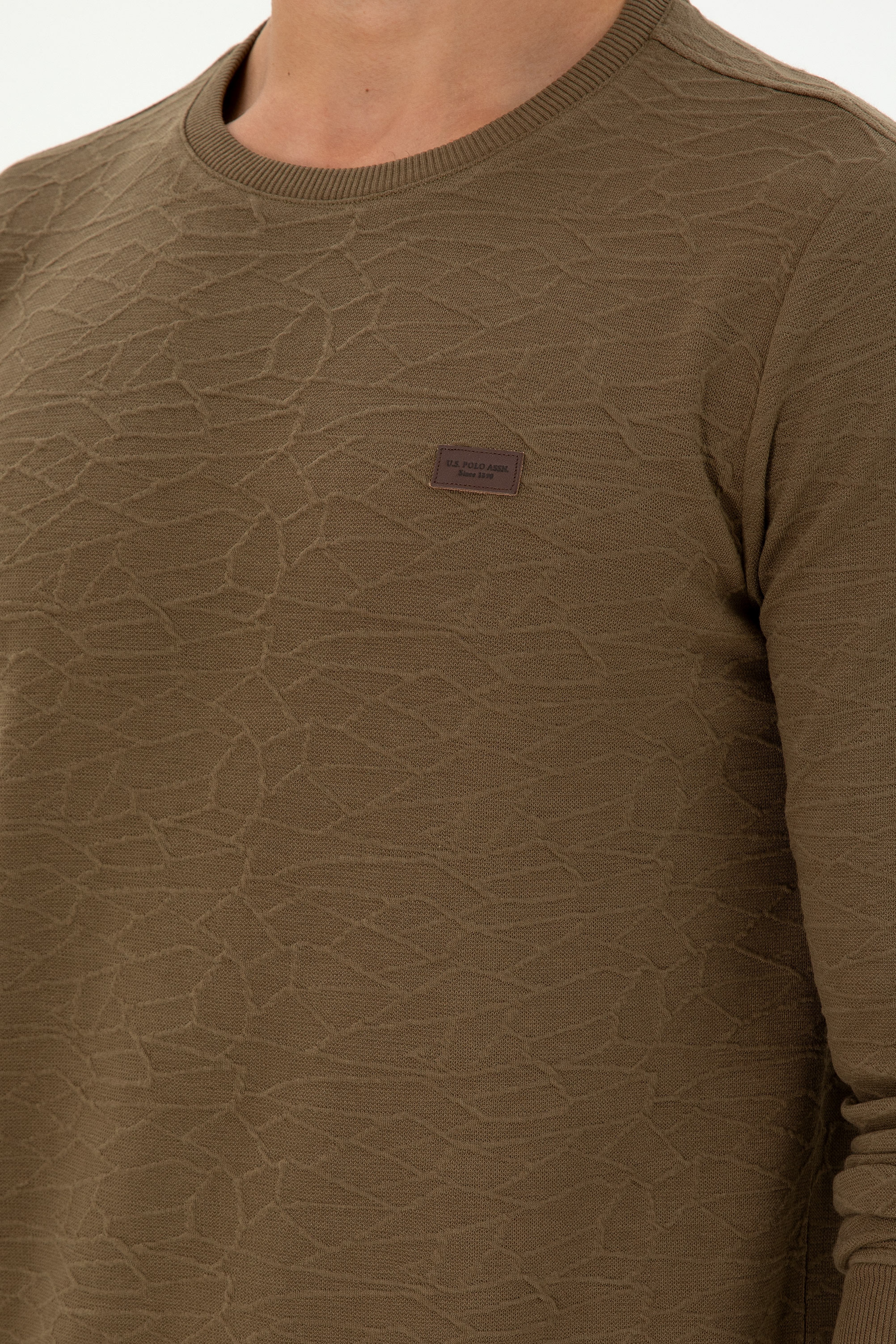 Erkek Regular Fit Bisiklet Yaka Haki Sweatshirt - Image 7