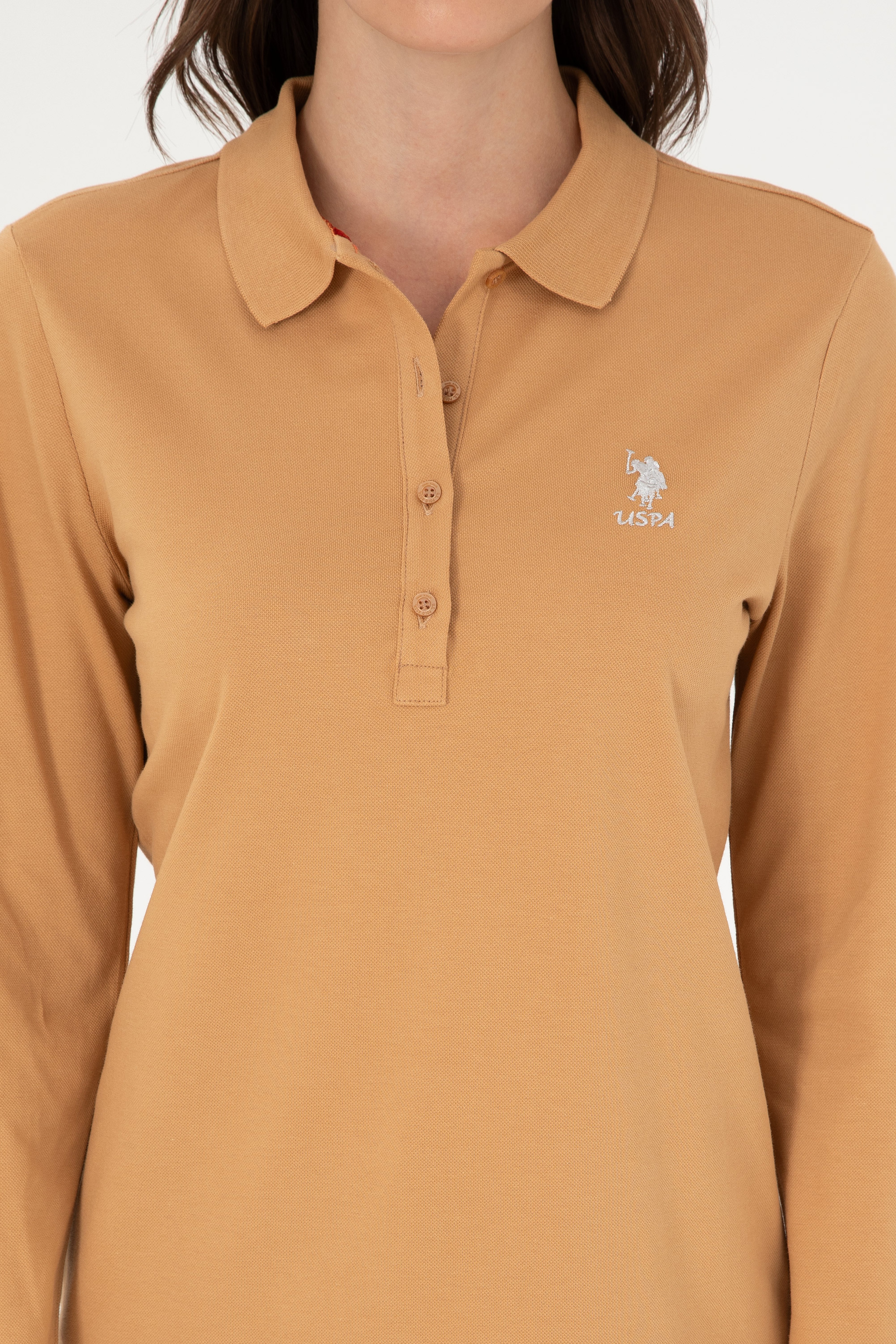 Kadın Camel Basic Polo Yaka Sweatshirt - Image 6