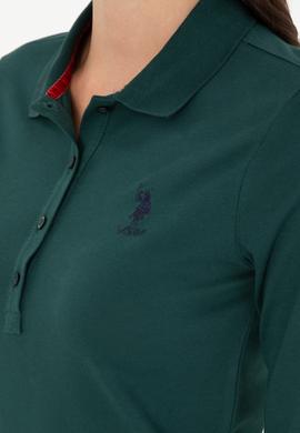 Kadın Koyu Yeşil Basic Polo Yaka Sweatshirt - 50289541237