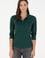Kadın Koyu Yeşil Basic Polo Yaka Sweatshirt