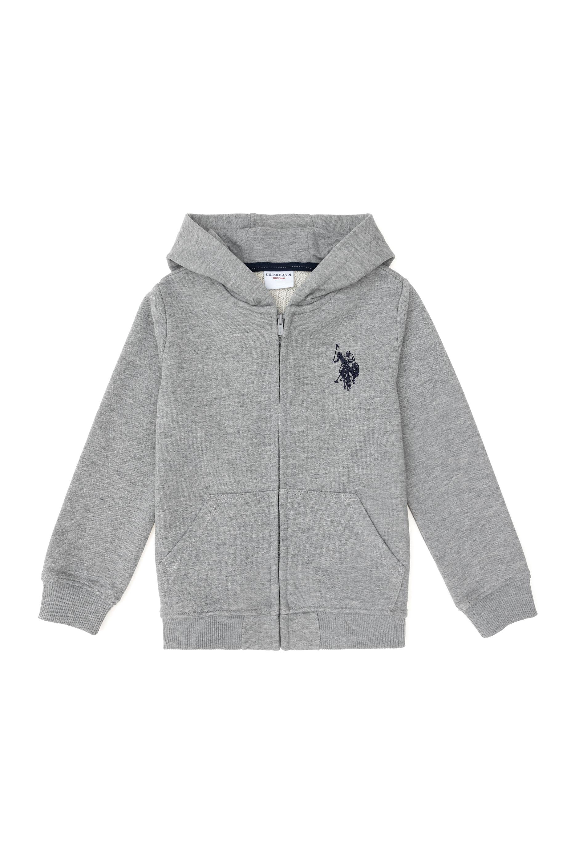 Erkek Çocuk Gri Melanj Basic Fermuarlı Sweathsirt