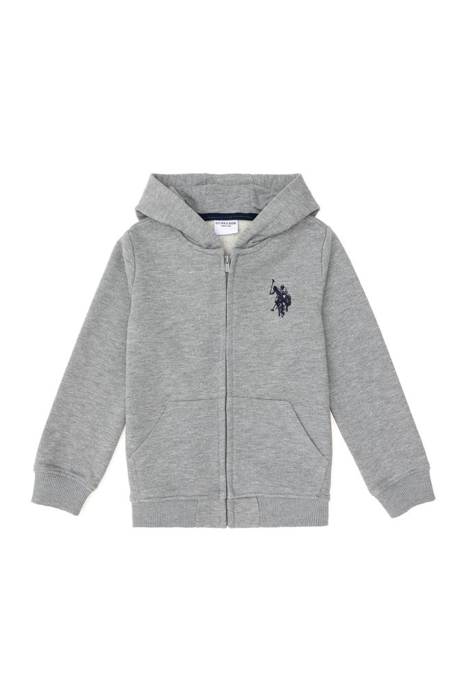Erkek Çocuk Gri Melanj Basic Fermuarlı Sweathsirt